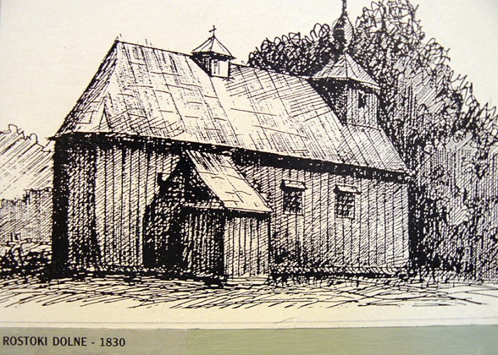 Muzeum Przyrodnicze BdPN w Ustrzykach Dolnych - rycina nieistniejącej już cerkwi w Roztokach Dolnych